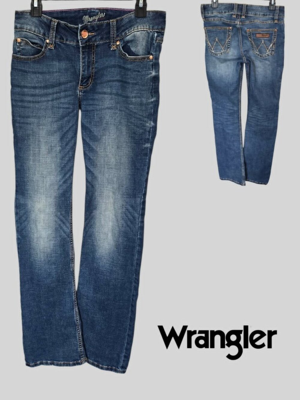 Wrangler  Bootcut Medium Wash Faded Front Denim Casual Jeans Womens 30 x33